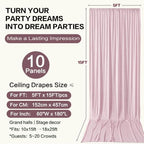 50ft×15ft Light Pink Backdrop Curtain for Wedding Parties, alternate view 6