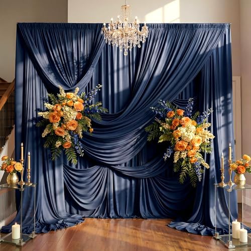 50ft×15ft Navy Blue Backdrop Curtain for Wedding Parties