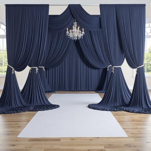 50ft×15ft Navy Blue Backdrop Curtain for Wedding Parties, alternate view 2
