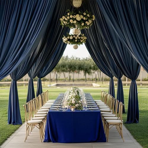50ft×15ft Navy Blue Backdrop Curtain for Wedding Parties, alternate view 4