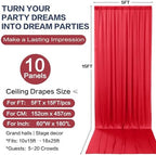 50ft×15ft Red Backdrop Curtain for Christmas Parties in W5' x H15'(10 panels) in Red, alternate view 6