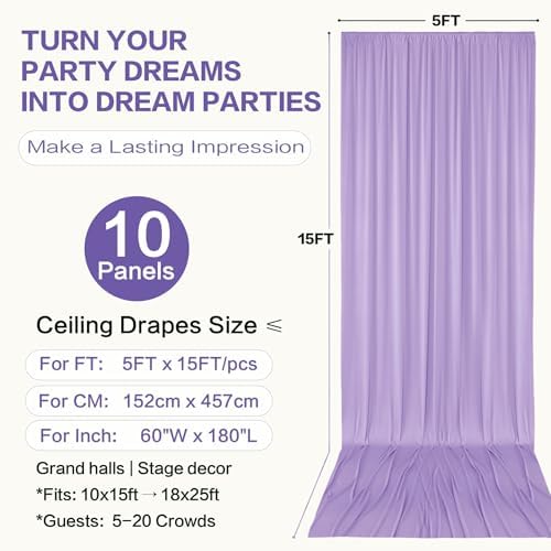 50ft×15ft Taro Purple Backdrop Curtain for Wedding Parties, alternate view 6