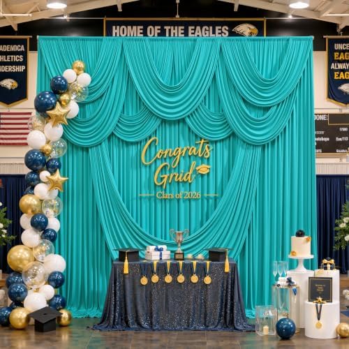 50ft×15ft Turquoise Backdrop Curtain for Wedding Parties, alternate view 4