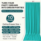 50ft×15ft Turquoise Backdrop Curtain for Wedding Parties, alternate view 6