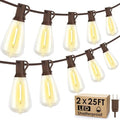 50FT(2x25FT) Outdoor String Lights, Patio Lights with 20+2 LED Dimmable Waterproof ST38 Vintage Shatterproof