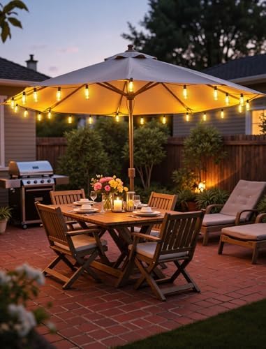 50FT(2x25FT) Outdoor String Lights, Patio Lights with 20+2 LED Dimmable Waterproof ST38 Vintage Shatterproof, alternate view
