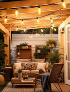 50FT(2x25FT) Outdoor String Lights, Patio Lights with 20+2 LED Dimmable Waterproof ST38 Vintage Shatterproof, alternate view