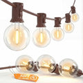 50FT Brown Outdoor String Lights, Shatterproof LED Globe Edison String Lights with 50 G40 LED Bulbs, Waterproof