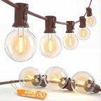 50FT Brown Outdoor String Lights, Shatterproof LED Globe Edison String Lights with 50 G40 LED Bulbs, Waterproof
