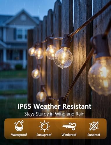 50FT Brown Outdoor String Lights, Shatterproof LED Globe Edison String Lights with 50 G40 LED Bulbs, Waterproof, alternate