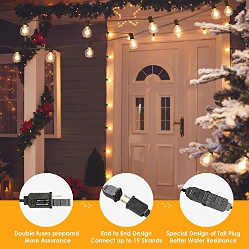 50Ft LED Outdoor String Lights G40 Globe Dimmable Patio Light, Waterproof Hanging String Light with 27 Warm, alternate view 6