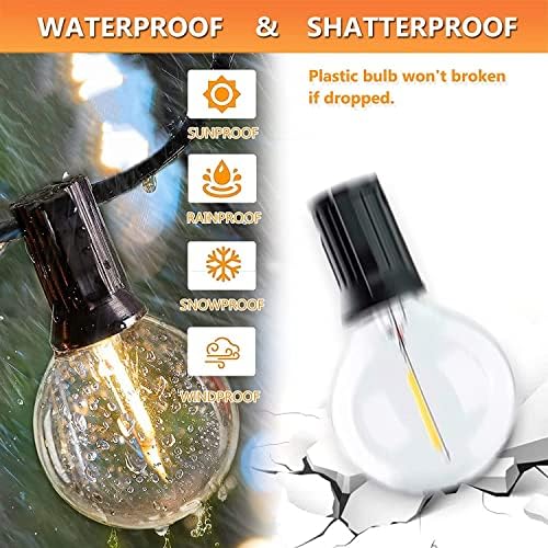 50FT LED Outdoor String Lights with 27 G40 Bulbs (2 Spare) Connectable Yard Hanging Lights for Party Tents Patio, alternate