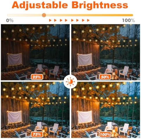 50FT LED Outdoor String Lights with Dimmable 3 Color Lights with Remote, alternate view 3