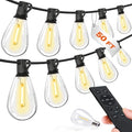 50FT LED Outdoor String Lights with Remote,16+ 1 Shatterproof Bulbs Waterproof and Dimmable Patio Lights for