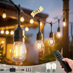 50FT Outdoor String Light 32+2 Bulbs 2W, 120W Dimmer Remote IP65 Waterproof