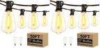 50FT Outdoor String Lights 27 Bulbs, Waterproof Patio Lights (Pack of 2)