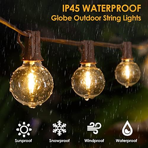 50Ft Outdoor String Lights, G40 Globe Patio Lights with 25+2 Waterproof LED Hanging Plastic Bulbs for Gazebo, alternate view