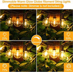 50Ft Outdoor String Lights, G40 Globe Patio Lights with 25+2 Waterproof LED Hanging Plastic Bulbs for Gazebo, alternate view