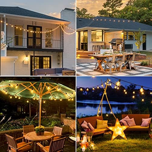 50Ft Outdoor String Lights, G40 Globe Patio Lights with 25+2 Waterproof LED Hanging Plastic Bulbs for Gazebo, alternate view