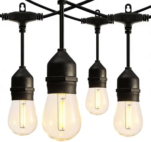 50FT Outdoor String Lights, S14 Waterproof Patio Lighting, Black in Black