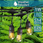 50FT Outdoor String Lights, S14 Waterproof Patio Lighting, Black in Black, alternate view 3