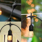 50FT Outdoor String Lights, S14 Waterproof Patio Lighting, Black in Black, alternate view 5