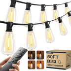 50FT Outdoor String Lights ST38 LED with Remote Waterproof Dimmable
