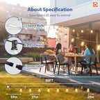50FT Outdoor String Lights ST38 LED with Remote Waterproof Dimmable, alternate view 5