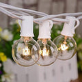 50FT Outdoor White String Lights with 20 Clear Bulbs, G40 Globe Patio String Lights for Indoor/Outdoor
