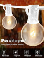 50FT Outdoor White String Lights with 20 Clear Bulbs, G40 Globe Patio String Lights for Indoor/Outdoor, alternate view 3