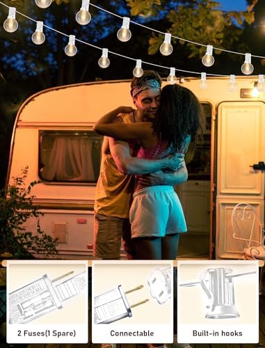 50FT Outdoor White String Lights with 20 Clear Bulbs, G40 Globe Patio String Lights for Indoor/Outdoor, alternate view 4