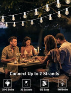 50FT Outdoor White String Lights with 20 Clear Bulbs, G40 Globe Patio String Lights for Indoor/Outdoor, alternate view 5