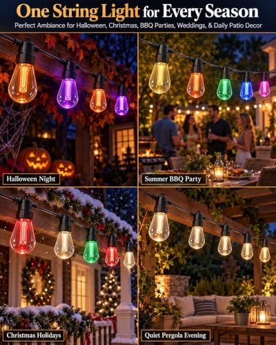 50FT RGB Smart Outdoor String Lights, APP & Remote Patio Lights, alternate view 2