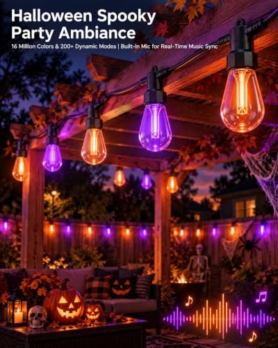 50FT RGB Smart Outdoor String Lights, APP & Remote Patio Lights, alternate view 3
