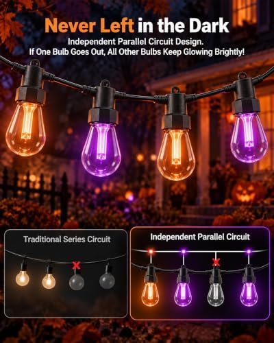 50FT RGB Smart Outdoor String Lights, APP & Remote Patio Lights, alternate view 4