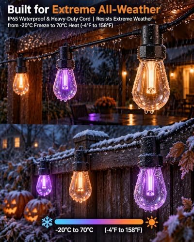 50FT RGB Smart Outdoor String Lights, APP & Remote Patio Lights, alternate view 5