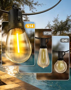 50ft Solar Powered Lights Outdoor - Waterproof String Light Outside Patio, alternate view 7