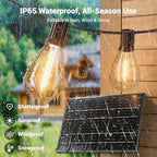 50FT Solar String Lights Outdoor, 18+1LED Shatterproof Bulbs with Remote & USB Port, Waterproof 3 Modes Dimmable, alternate