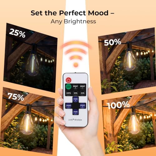 50FT String Lights Waterproof, LED Outdoor Lights with Remote APP Control in Soft White, alternate view 3