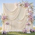 50ft x 10ft Beige Backdrop Curtains, Cream Beige Drapes for Backdrop Draping Fabric Wedding Birthday Party Baby