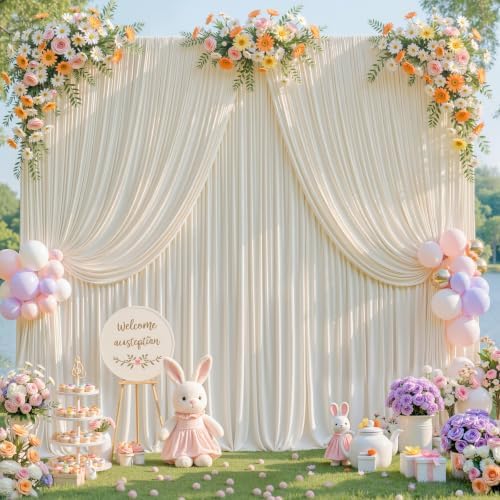 50ft x 10ft Beige Backdrop Curtains, Cream Beige Drapes for Backdrop Draping Fabric Wedding Birthday Party Baby, alternate