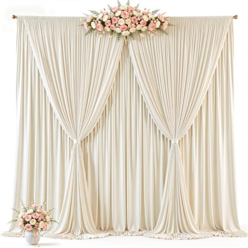 50ft x 10ft Beige Backdrop Curtains, Cream Beige Drapes for Backdrop Draping Fabric Wedding Birthday Party Baby, alternate