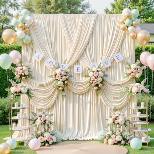 50ft x 10ft Beige Backdrop Curtains, Cream Beige Drapes for Backdrop Draping Fabric Wedding Birthday Party Baby, alternate
