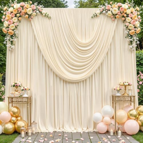 50ft x 10ft Champagne Backdrop Curtains, Champagne Drapes for Backdrop Draping Fabric Wedding Birthday Party, alternate view