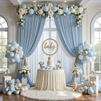 50ft x 10ft Dusty Blue Backdrop Drapes for Wedding Parties, 10 Panels Wrinkle-Free Polyester Fabric Background, alternate