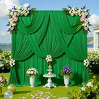 50ft x 10ft Green Backdrop Drapes for Parties, 10 Panels Wrinkle-Free Polyester Background Curtains for Wedding, alternate