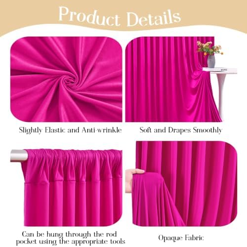 50ft x 10ft Hot Pink Backdrop Curtains, Hot Pink Drapes for Backdrop Draping Fabric Wedding Birthday Party Baby, alternate