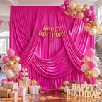 50ft x 10ft Hot Pink Backdrop Curtains, Hot Pink Drapes for Backdrop Fabric in 50 ft X 10 ft(10 Panels 5ft X, alternate view