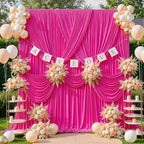 50ft x 10ft Hot Pink Backdrop Curtains, Hot Pink Drapes for Backdrop Fabric in 50 ft X 10 ft(10 Panels 5ft X, alternate view