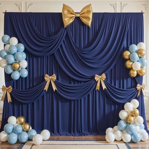 50ft x 10ft Navy Blue Backdrop Curtains, Navy Blue Drapes Backdrop Fabric in 50 ft X 10 ft(10 Panels 5ft X 10ft), alternate